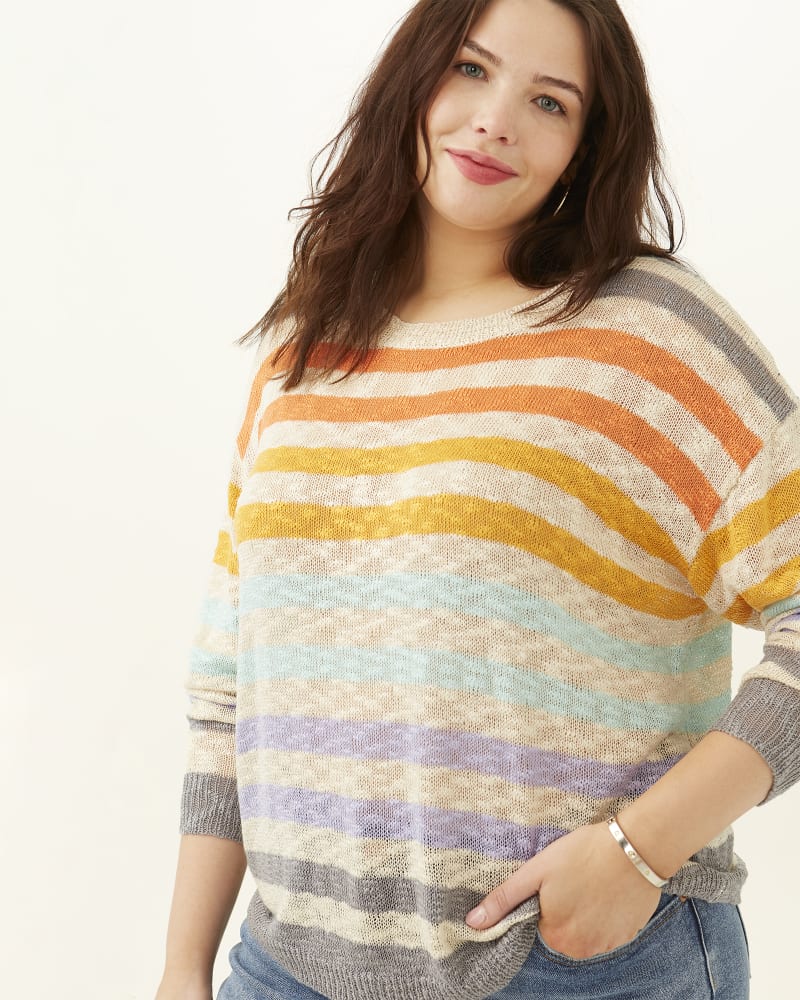 Rainbow striped sweater plus 2025 size